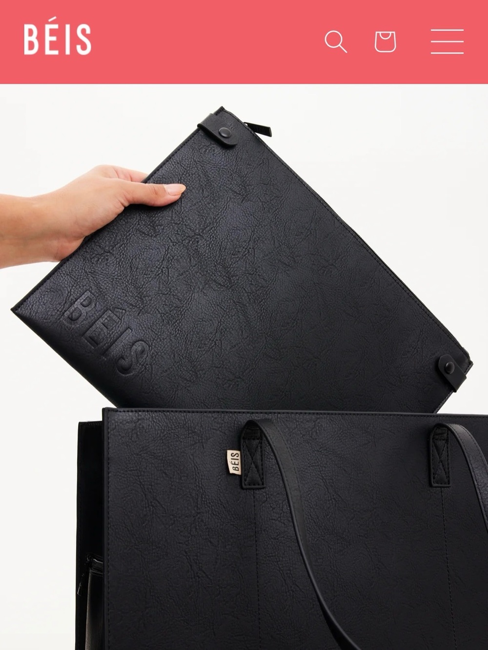 BÉIS The Large Work Tote in black vegan leather - Picture 4 of 13